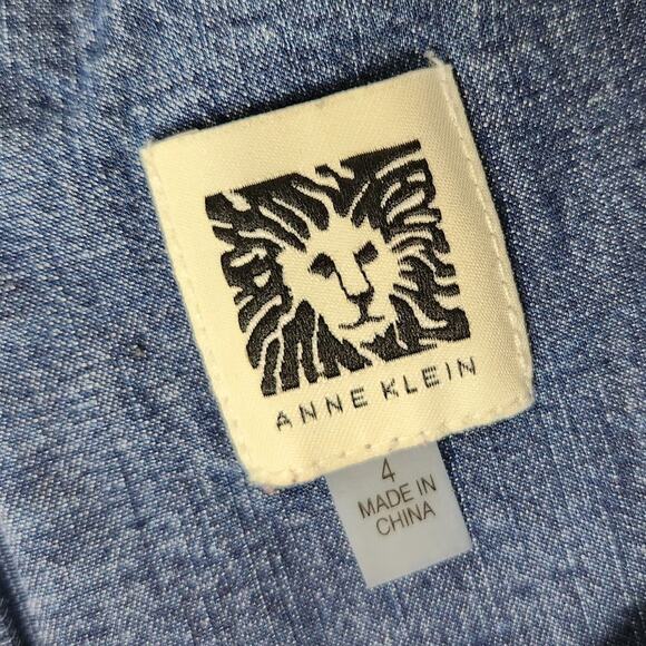 Anne Klein Dress Womens Size 4 Sleeveless Chambray Pockets - Picture 7 of 13